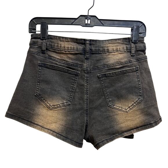 Fashion Nova Meltdown Tinted Denim Mini Skort Tie Dye S Grunge Brown Washed NWT - Picture 3 of 8